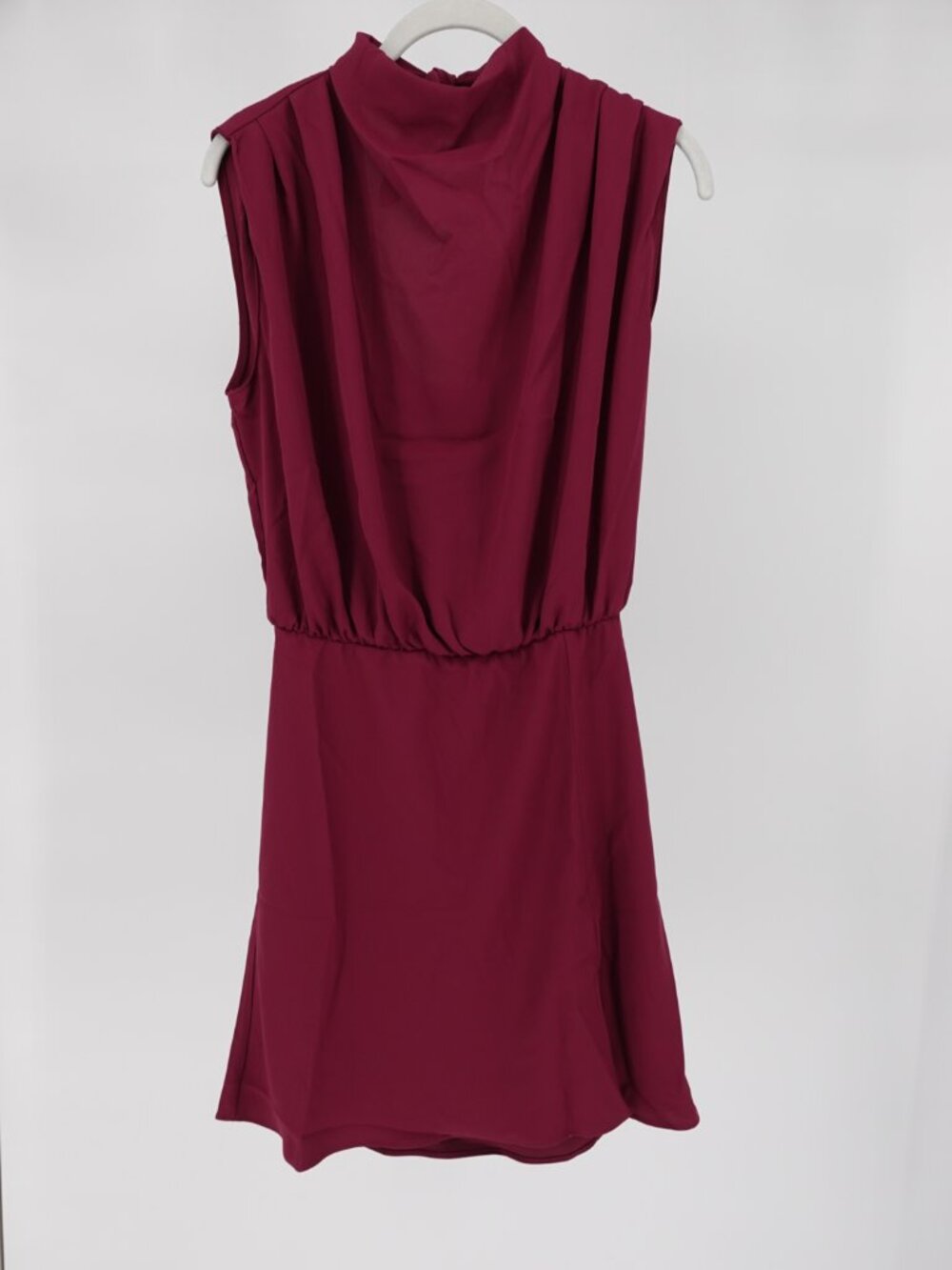 Amanda Uprichard Draped Mock Neck Mini Dress Berry NWT Size S - Picture 2 of 8